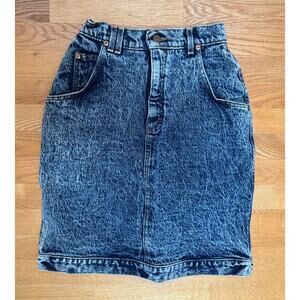 Vintage Lee Jeans Skirt, Acid Washed Denim Skirt, 80s, USA, Union Tag, XS 24"W